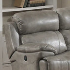 Set Estella Grey da 2 pezzi con divano e divanetto contemporanei elettrici e consolle contenitore