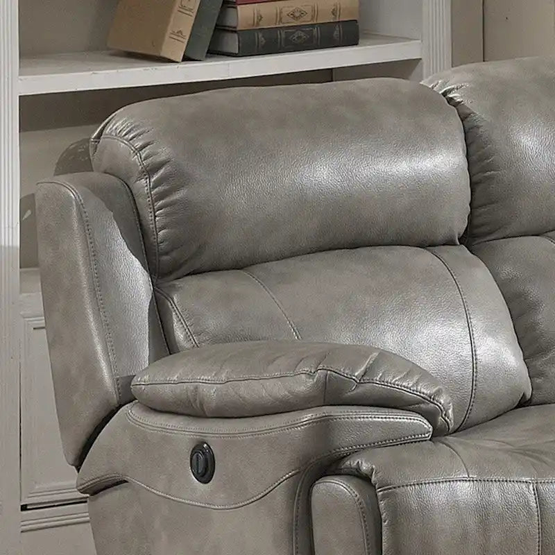 Set Estella Grey da 2 pezzi con divano e divanetto contemporanei elettrici e consolle contenitore