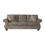 Set di divano e divanetto Roundhill Furniture Leinster in ecopelle con borchie, grigio pietra