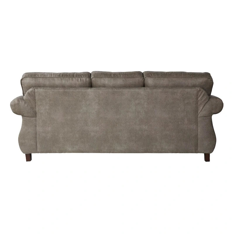 Set di divano e divanetto Roundhill Furniture Leinster in ecopelle con borchie, grigio pietra