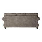 Set di divano e divanetto Roundhill Furniture Leinster in ecopelle con borchie, grigio pietra