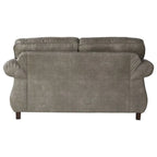 Set di divano e divanetto Roundhill Furniture Leinster in ecopelle con borchie, grigio pietra