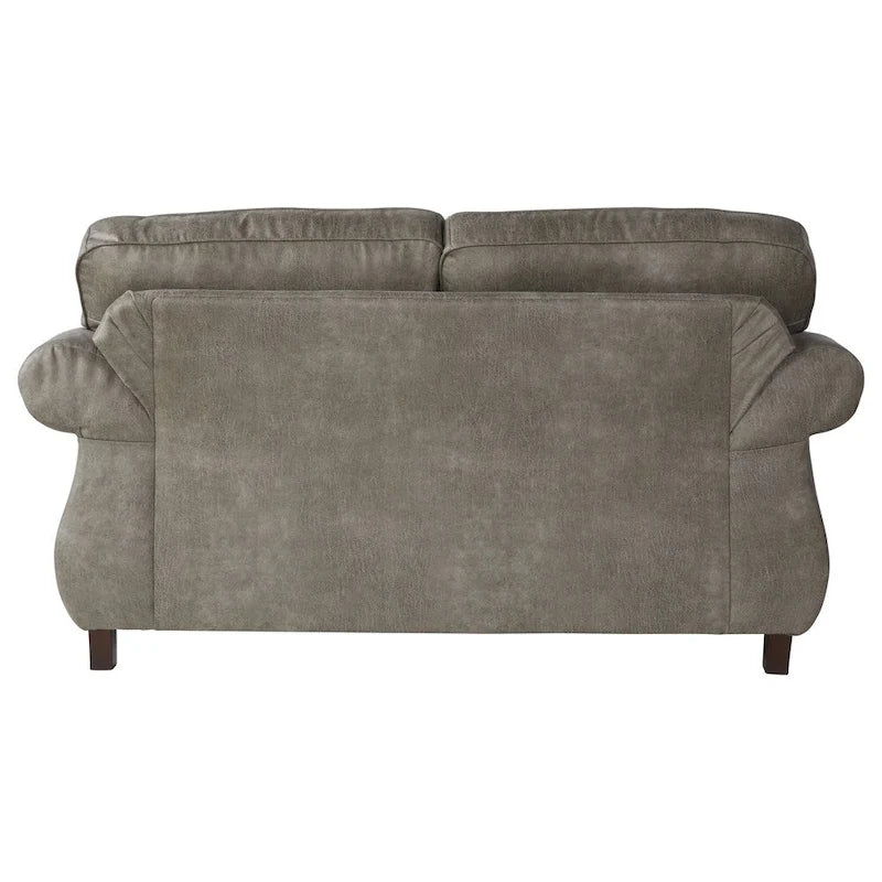 Set di divano e divanetto Roundhill Furniture Leinster in ecopelle con borchie, grigio pietra