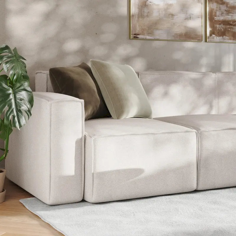Canapé modulaire contemporain 5 pièces avec pouf