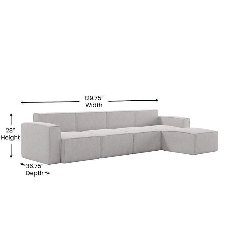 Canapé modulaire contemporain 5 pièces avec pouf