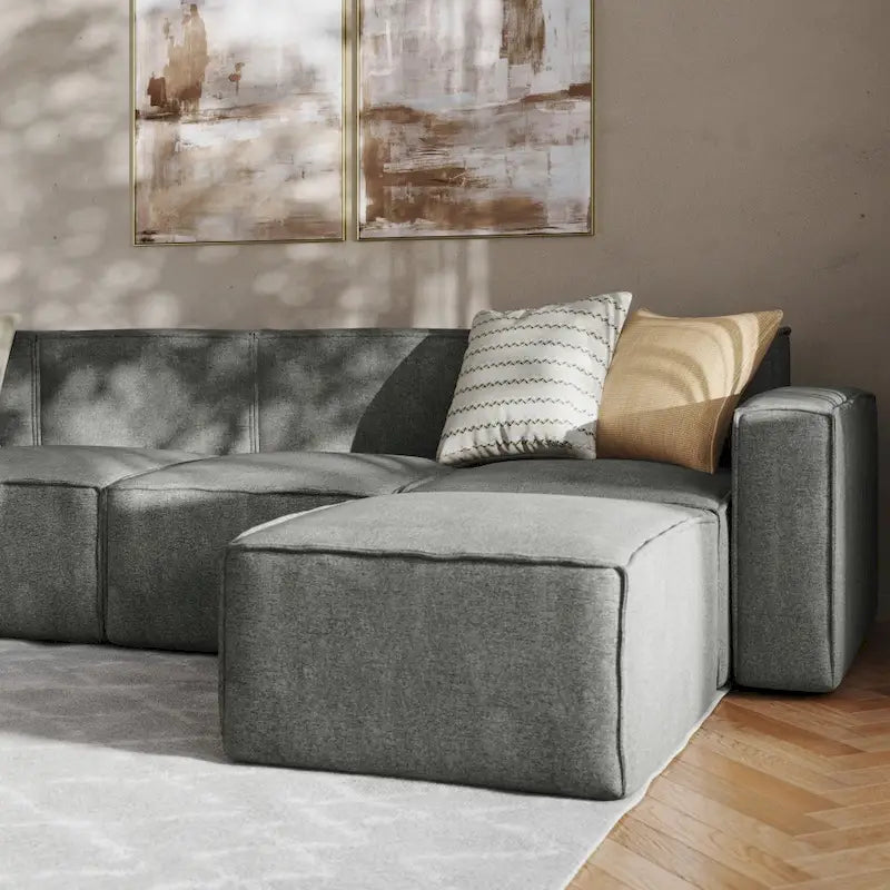 Canapé modulaire contemporain 5 pièces avec pouf