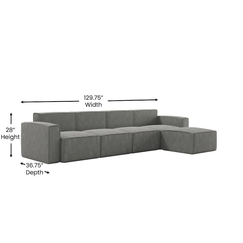 Canapé modulaire contemporain 5 pièces avec pouf