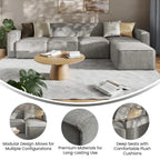 Canapé modulaire contemporain 5 pièces avec pouf