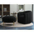 Ensemble SEYNAR de fauteuil club pivotant contemporain en velours capitonné avec pouf