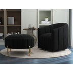Ensemble SEYNAR de fauteuil club pivotant contemporain en velours capitonné avec pouf