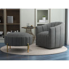Ensemble SEYNAR de fauteuil club pivotant contemporain en velours capitonné avec pouf