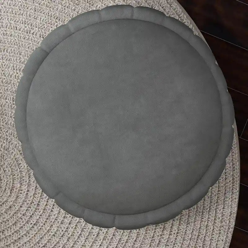 Ensemble SEYNAR de fauteuil club pivotant contemporain en velours capitonné avec pouf