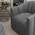 Ensemble SEYNAR de fauteuil club pivotant contemporain en velours capitonné avec pouf