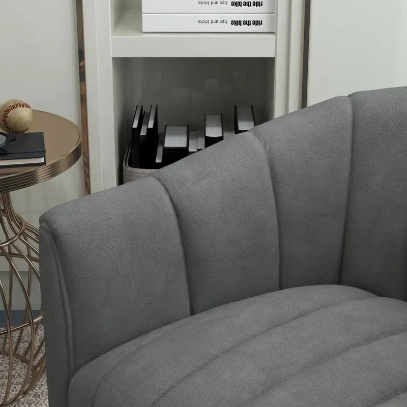 Ensemble SEYNAR de fauteuil club pivotant contemporain en velours capitonné avec pouf