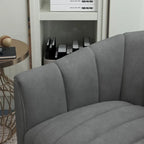 Ensemble SEYNAR de fauteuil club pivotant contemporain en velours capitonné avec pouf