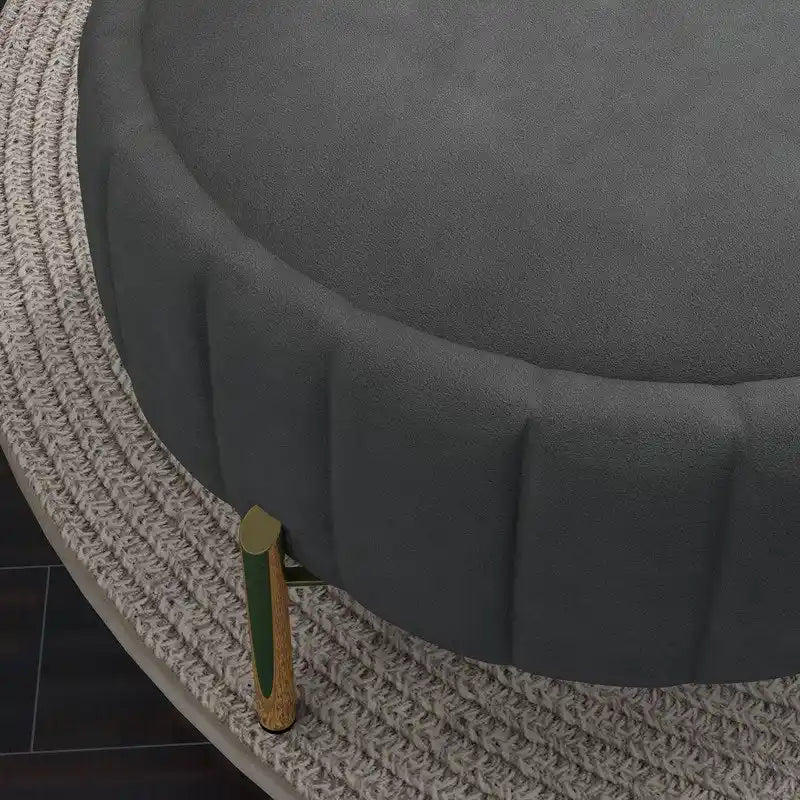 Ensemble SEYNAR de fauteuil club pivotant contemporain en velours capitonné avec pouf