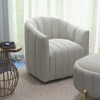 Ensemble SEYNAR de fauteuil club pivotant contemporain en velours capitonné avec pouf
