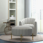 Ensemble SEYNAR de fauteuil club pivotant contemporain en velours capitonné avec pouf