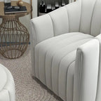Ensemble SEYNAR de fauteuil club pivotant contemporain en velours capitonné avec pouf