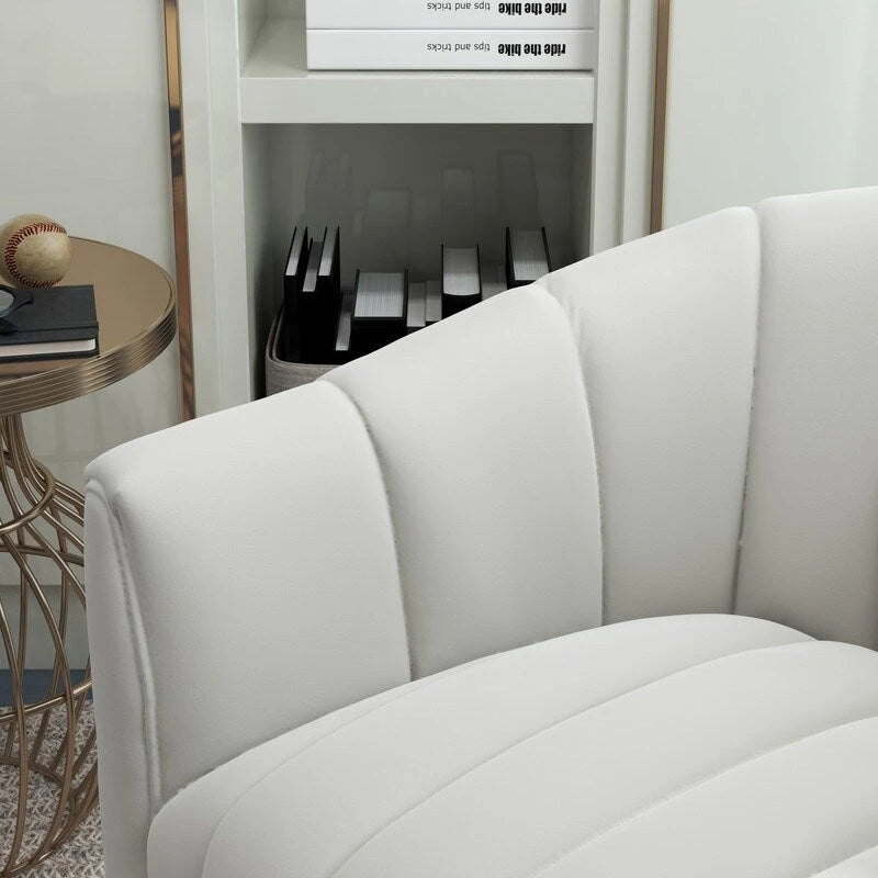 Ensemble SEYNAR de fauteuil club pivotant contemporain en velours capitonné avec pouf
