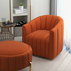 Ensemble SEYNAR de fauteuil club pivotant contemporain en velours capitonné avec pouf