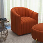 Ensemble SEYNAR de fauteuil club pivotant contemporain en velours capitonné avec pouf