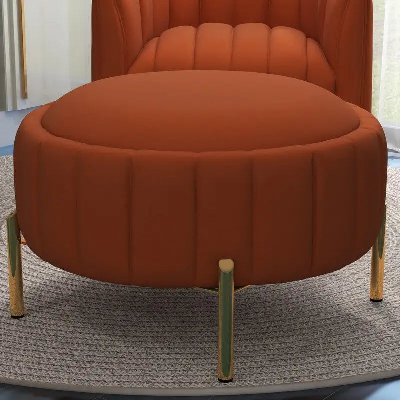Ensemble SEYNAR de fauteuil club pivotant contemporain en velours capitonné avec pouf