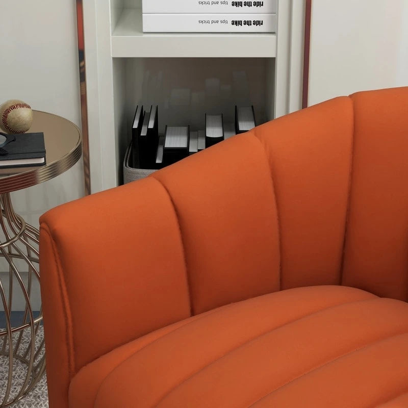 Ensemble SEYNAR de fauteuil club pivotant contemporain en velours capitonné avec pouf