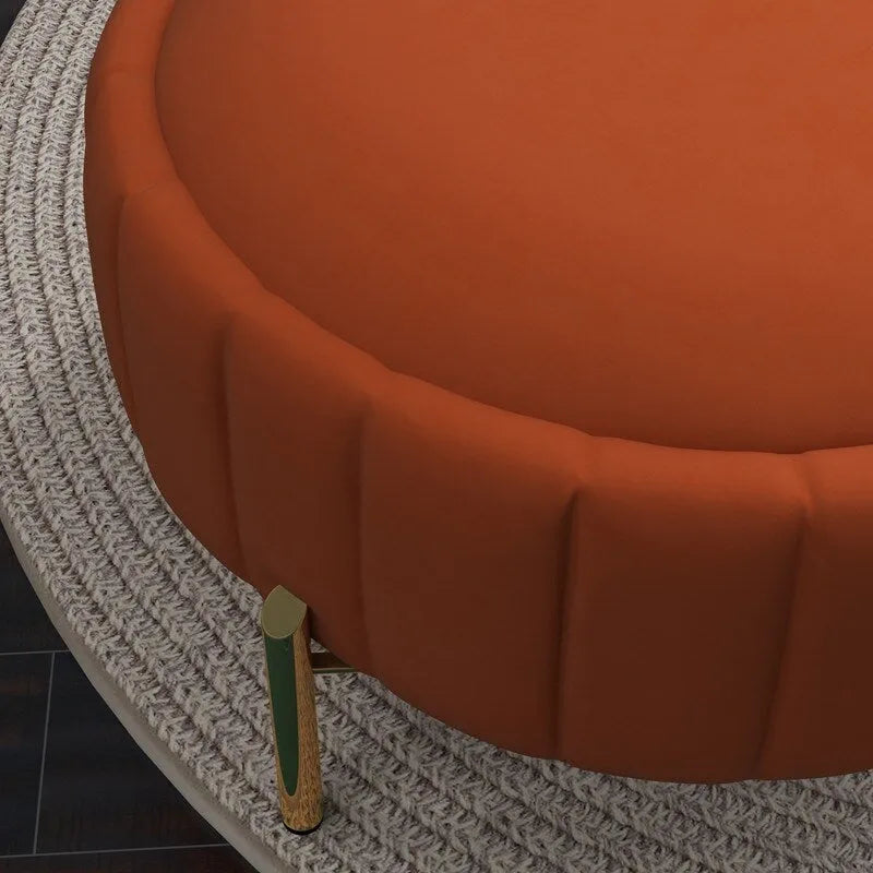 Ensemble SEYNAR de fauteuil club pivotant contemporain en velours capitonné avec pouf