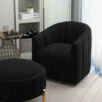 Ensemble SEYNAR de fauteuil club pivotant contemporain en velours capitonné avec pouf