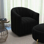 Ensemble SEYNAR de fauteuil club pivotant contemporain en velours capitonné avec pouf
