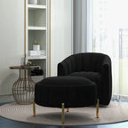 Ensemble SEYNAR de fauteuil club pivotant contemporain en velours capitonné avec pouf