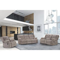 Juego de sofá reclinable manual Chasel de 3 piezas, tapizado en chenilla color moca