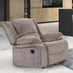 Juego de sofá reclinable manual Chasel de 3 piezas, tapizado en chenilla color moca