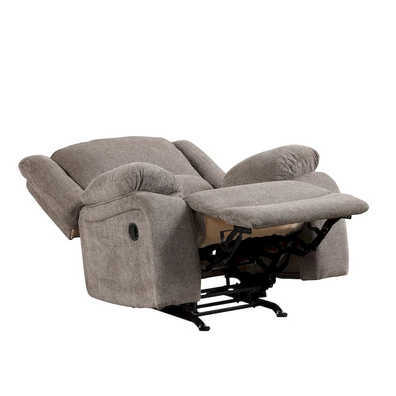 Juego de sofá reclinable manual Chasel de 3 piezas, tapizado en chenilla color moca