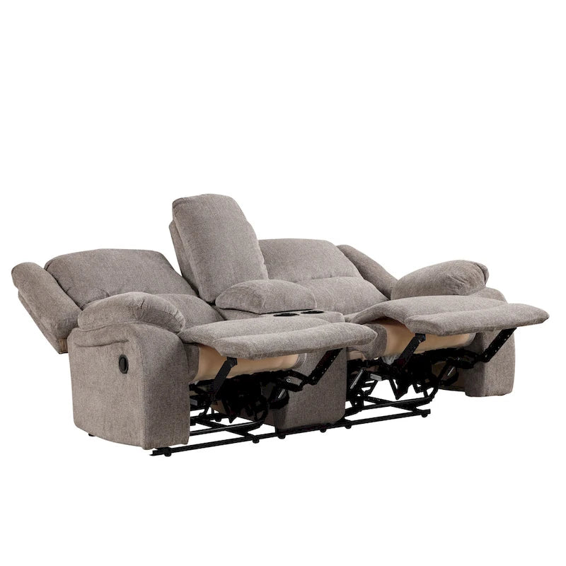 Juego de sofá reclinable manual Chasel de 3 piezas, tapizado en chenilla color moca