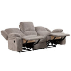 Juego de sofá reclinable manual Chasel de 3 piezas, tapizado en chenilla color moca