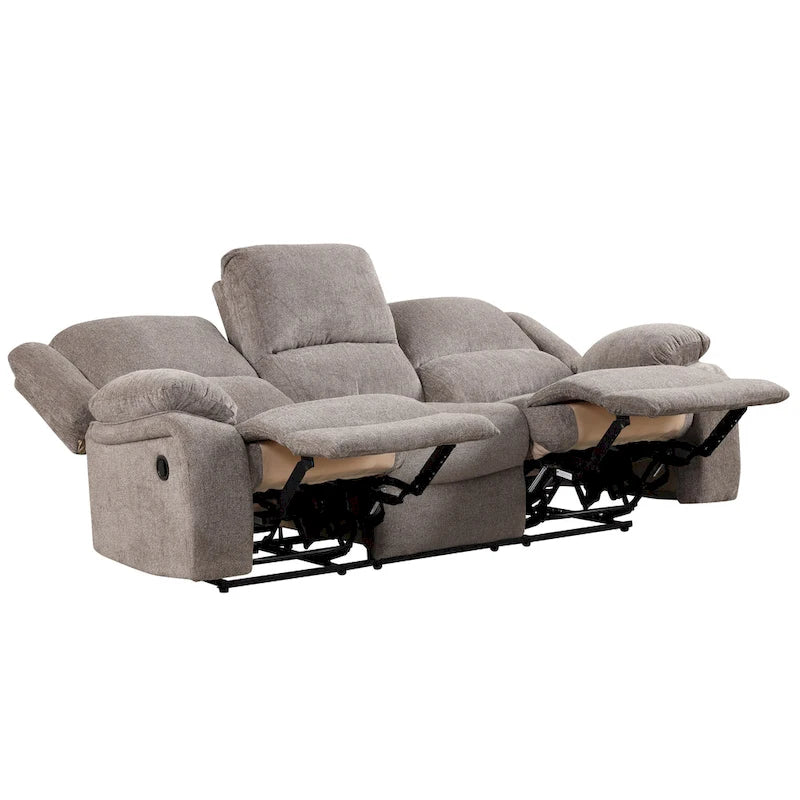 Juego de sofá reclinable manual Chasel de 3 piezas, tapizado en chenilla color moca