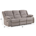 Juego de sofá reclinable manual Chasel de 3 piezas, tapizado en chenilla color moca