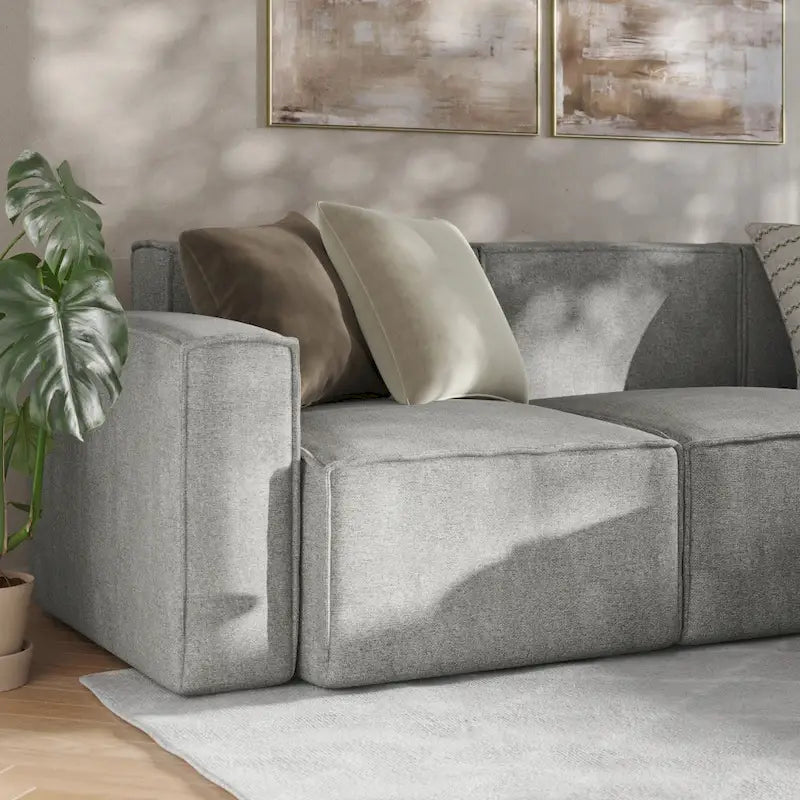 Canapé d’angle modulaire contemporain de 4 pièces avec pouf