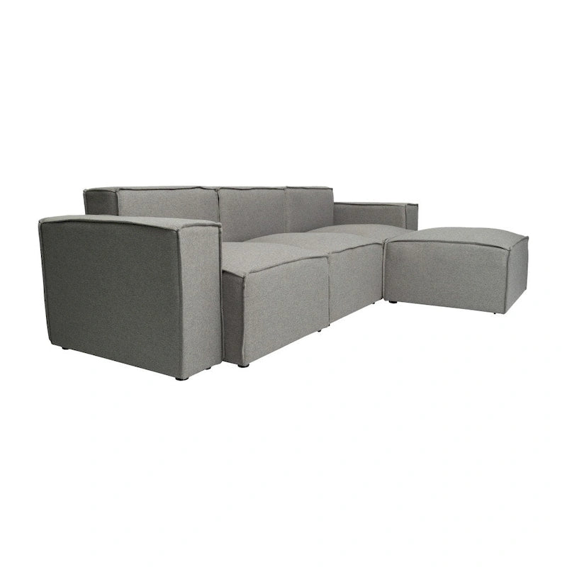 Canapé d’angle modulaire contemporain de 4 pièces avec pouf