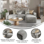 Canapé d’angle modulaire contemporain de 4 pièces avec pouf