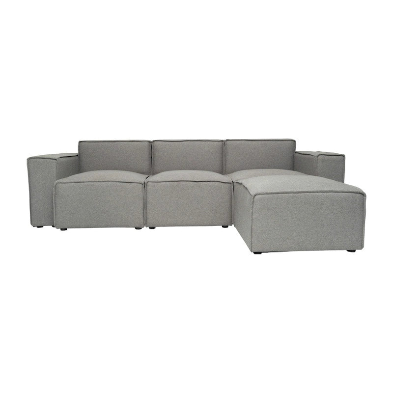 Canapé d’angle modulaire contemporain de 4 pièces avec pouf