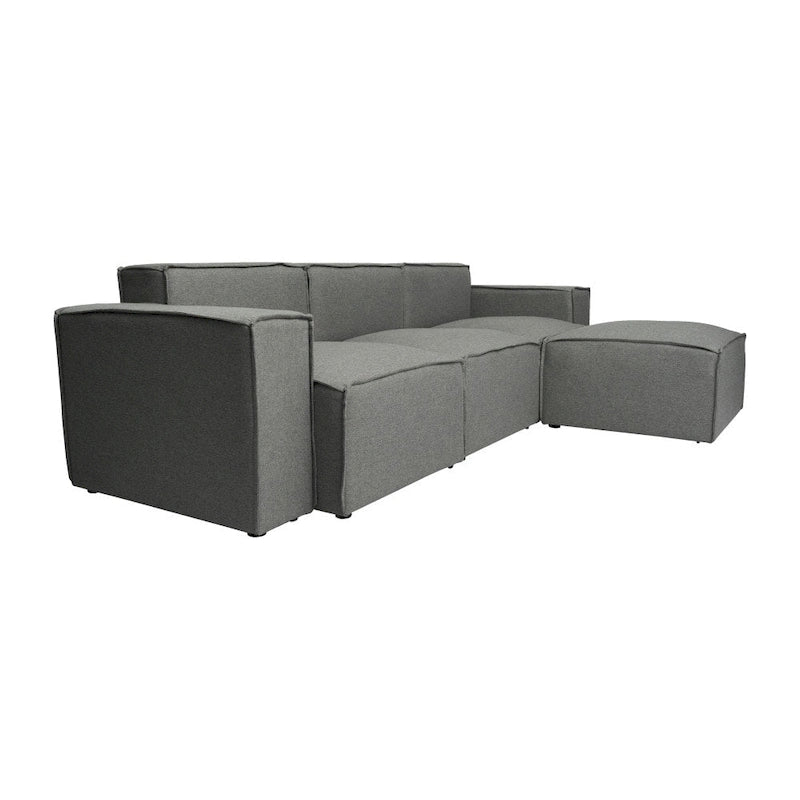 Canapé d’angle modulaire contemporain de 4 pièces avec pouf