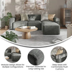 Canapé d’angle modulaire contemporain de 4 pièces avec pouf