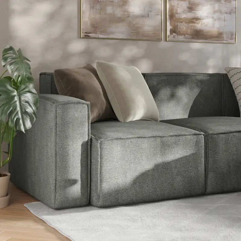 Canapé d’angle modulaire contemporain de 4 pièces avec pouf