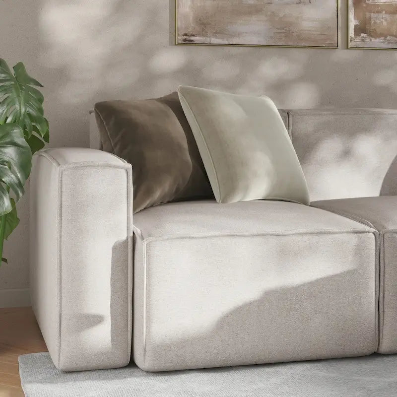 Canapé d’angle modulaire contemporain de 4 pièces avec pouf