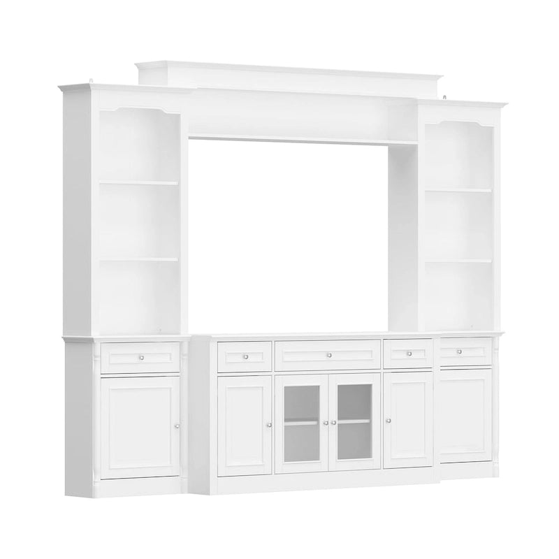 Großes Unterhaltungszentrum mit Bücherregalen, 57x38 Zoll, mit Hutch-Fach für Fernseher