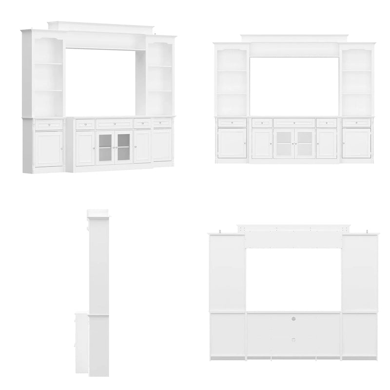 Großes Unterhaltungszentrum mit Bücherregalen, 57x38 Zoll, mit Hutch-Fach für Fernseher