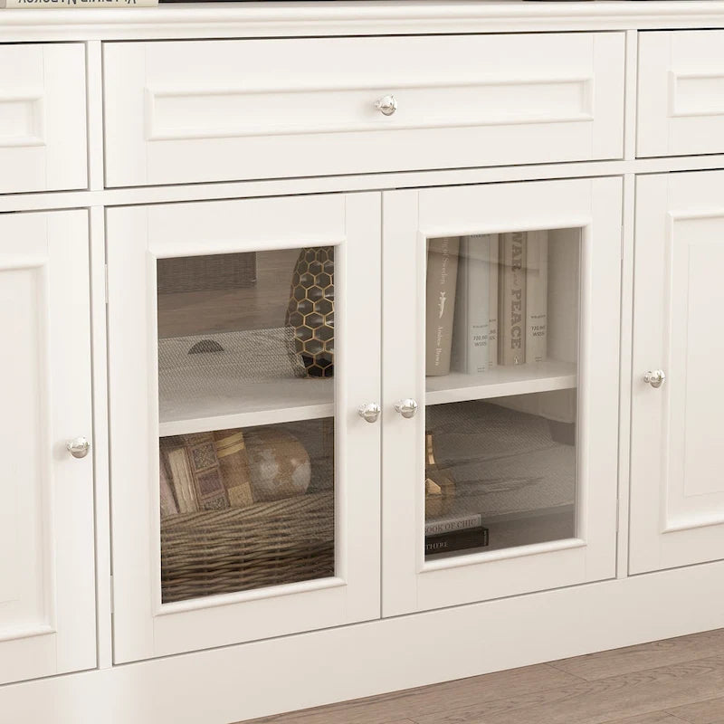 Großes Unterhaltungszentrum mit Bücherregalen, 57x38 Zoll, mit Hutch-Fach für Fernseher